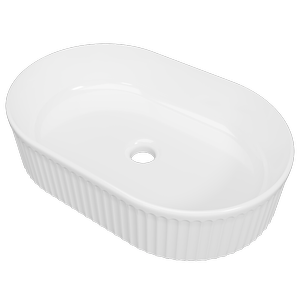 New England Joinery 490mm White Gloss Oval Flute Basin - White Gloss