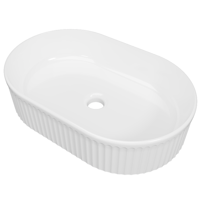 New England Joinery 490mm White Gloss Oval Flute Basin - White Gloss