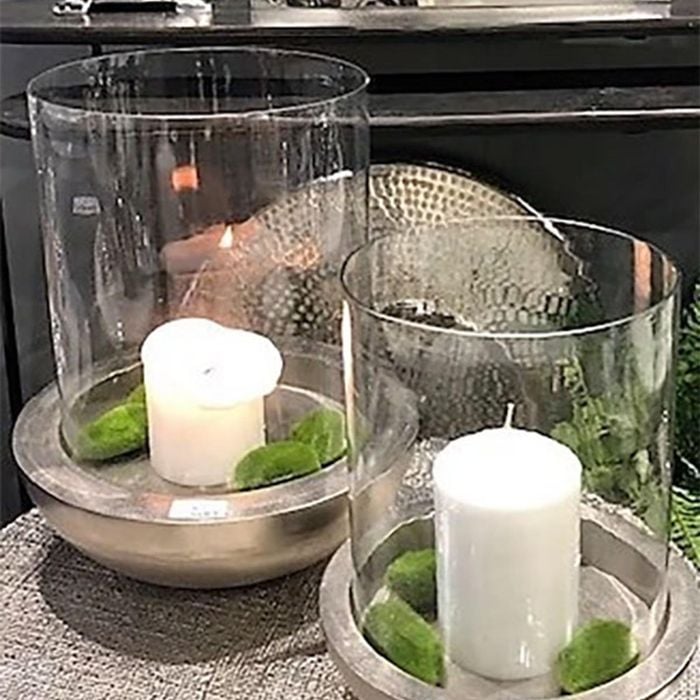 SSH COLLECTION Katrina 31cm Tall Hurricane Lamp Nickel Bunnings Australia