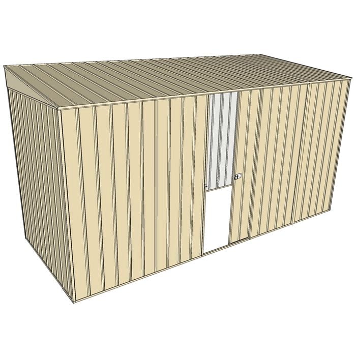Build-a-Shed 1.5 x 3.7 x 2m Single Sliding Side Door Skillion Shed - Cream