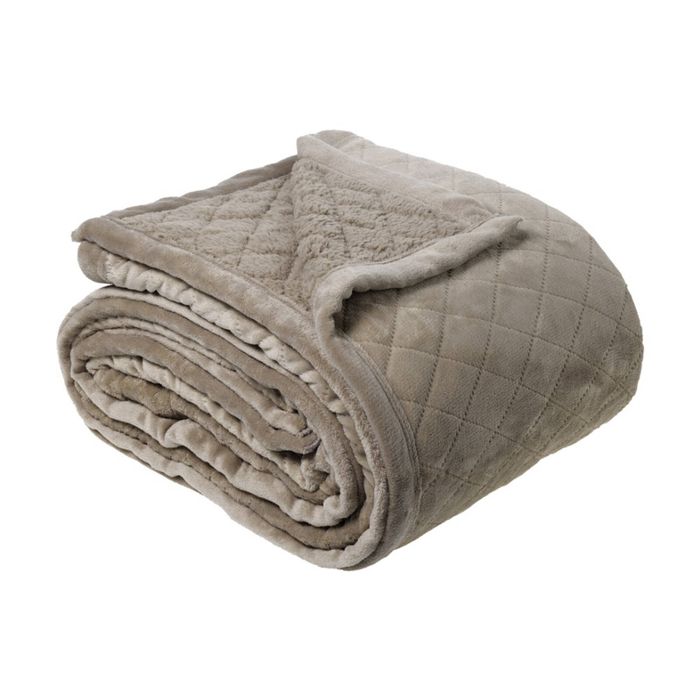Bianca Mansfield Sherpa Blanket 480gsm Soft Warm Silver Grey Single/Double Bed