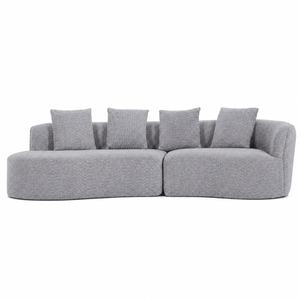 Airluxe Cavana Light Grey 317cm 3 Seater No Assembly Curved Compressed Foam Sofa