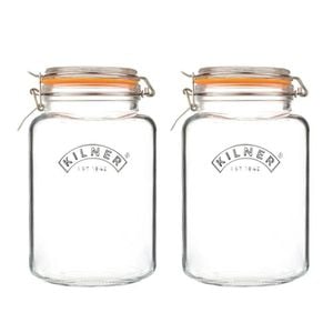 Kilner Square Clip Top Glass Jar 3 Litre Set Of 2