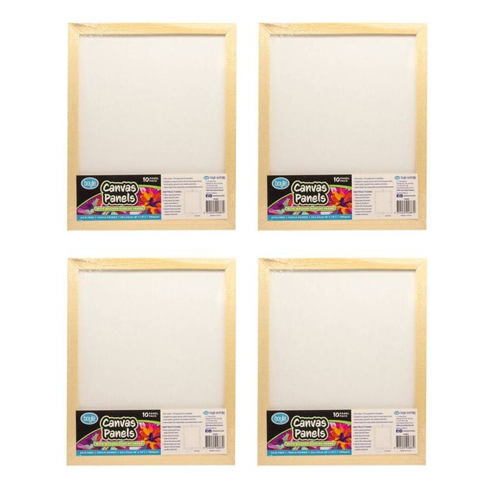4pk 10pk Boyle Blank Canvas Panels W/1x Display Frame For Painting 20x25cm