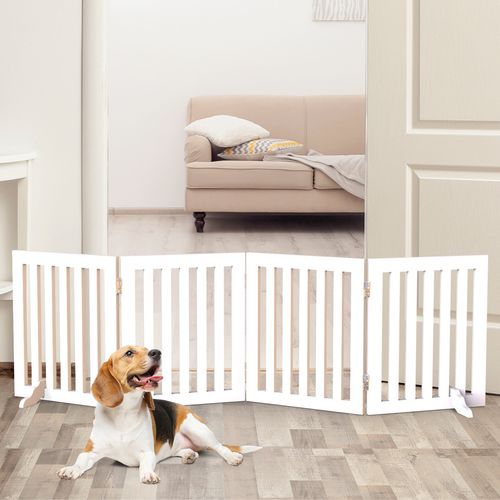 Advwin Pet Safety Fence 4 Panel 203x61x1.8cm Wooden Dog Gate Security Retractable Bunnings Australia