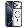 For Apple iPhone 18 Pro /17 Pro Kevlar Texture Carbon Fiber Magnetic Back Case – Shockproof Clear Back Cover (Blue)