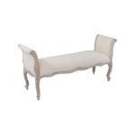 Bench Chair Beige White Washed Wooden & Beige Color Fabric