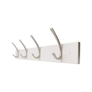 Adoored 4 Double Satin Chrome Hook White Board Deco Hook Rack