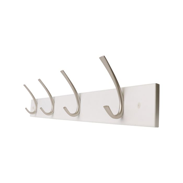 Adoored 4 Double Satin Chrome Hook White Board Deco Hook Rack