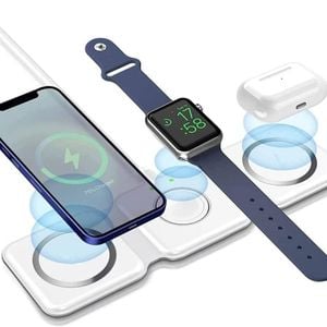 3-in-1 15W Wireless Qi Fast Charging Foldable Station for Apple MagSafe
