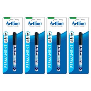 4pk Artline 1.0mm Bullet Nib Freezer Bag Marker Pen Plastic Food/container Black