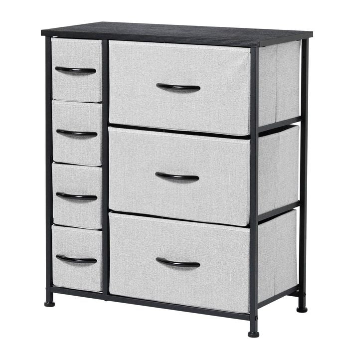 Sherwood Luna 7 Chest Of Drawers Lowboy Dresser Storage Wooden Desk Grey