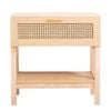Casa Decor Santiago Rattan Bedside Table Drawers Table Nightstand Cabinet Oak Oak