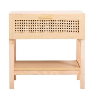 Casa Decor Santiago Rattan Bedside Table Drawers Table Nightstand Cabinet Oak Oak