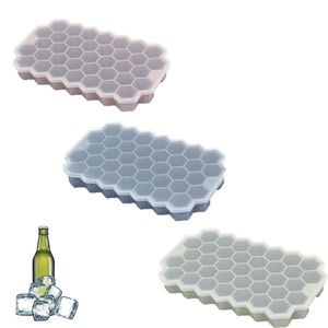 Catzon 3 Pcs Ice Cube Trays Honeycomb Shaped with Lid for Cocktail