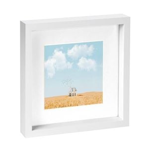 Nicola Spring 10" x 10" White 3D Box Photo Frame - 6" x 6" Mount