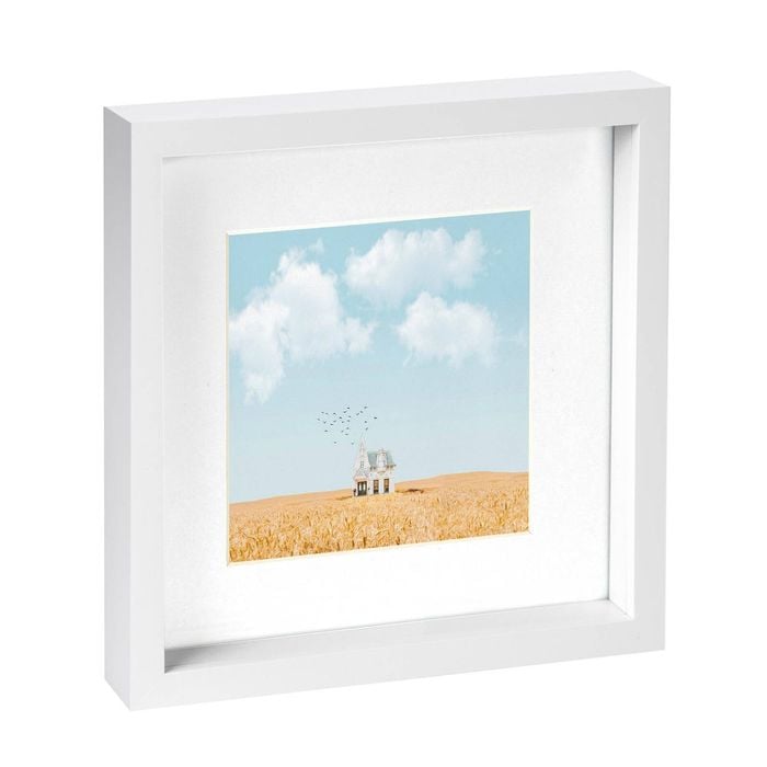 Nicola Spring 10" x 10" White 3D Box Photo Frame - 6" x 6" Mount