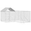 vidaXL Dog Kennel Outdoor Dog Crate House with Roof Silver Galvanised Steel