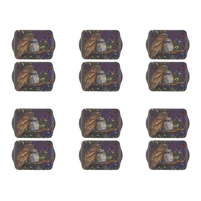 6x 2pc Ashdene Midnight Tawny Bird Scatter Tray Set Serveware Frogmouth