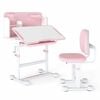 Costway Tilt Kid Study Desk & Chair Set Adjustable Writing Table Set Pink