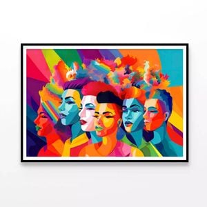 Group of People Modern Art  Print 100% Australian Made 90x60cm  (Poster)