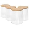 Harbour Housewares Reusable Plastic Bathroom Canisters with Bamboo Lid - Pack of 4