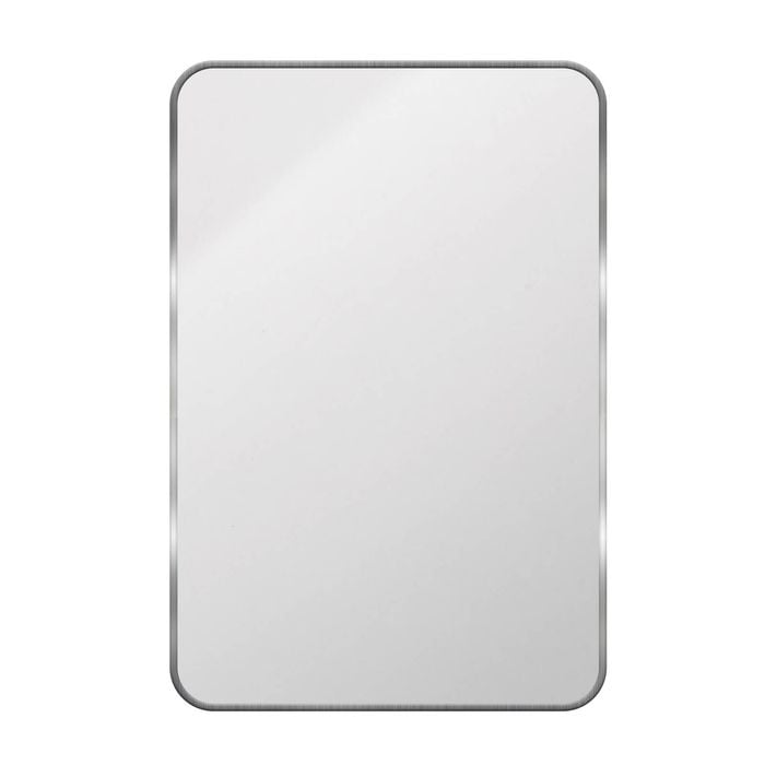 Astin Sinclair 900 x 600 x 28mm Brushed Nickel Rectangular Mirror with Curved Edges