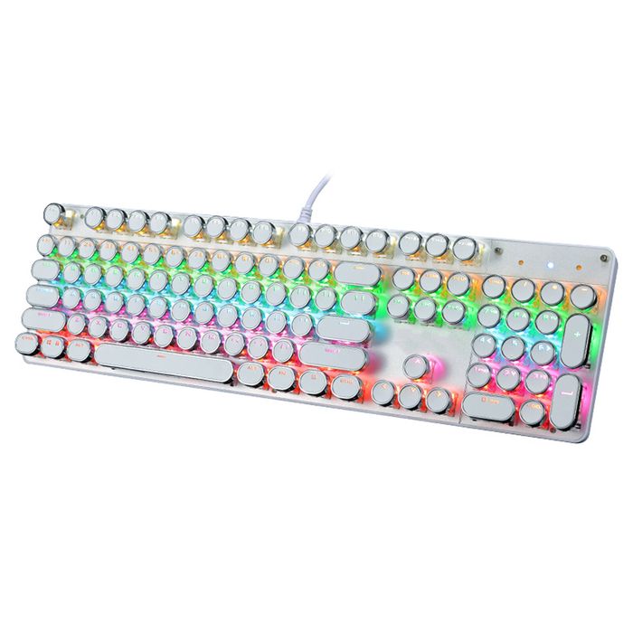 Mechanical Gaming Keyboard Tactile Blue USB - White