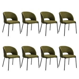 Oikiture 8PCS Dining Chair Sherpa Green&Black