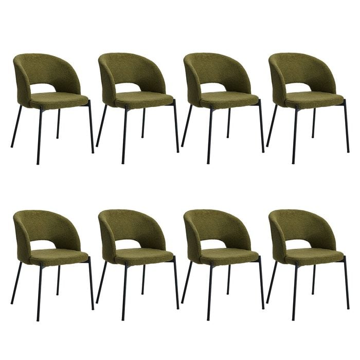 Oikiture 8PCS Dining Chair Sherpa Green&Black