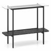 Costway 100 CM Console Table Tempered Glass Faux Marble Modern Entryway