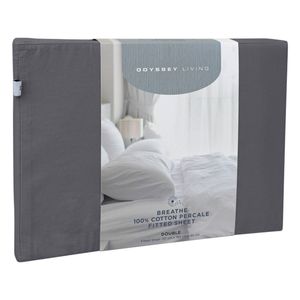 Odyssey Living Breathe Cotton Fitted Bed Sheet King Charcoal