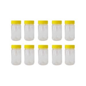 10x 500g Plastic Honey Jars + Lids - Round Clear Food Grade Packaging Containers
