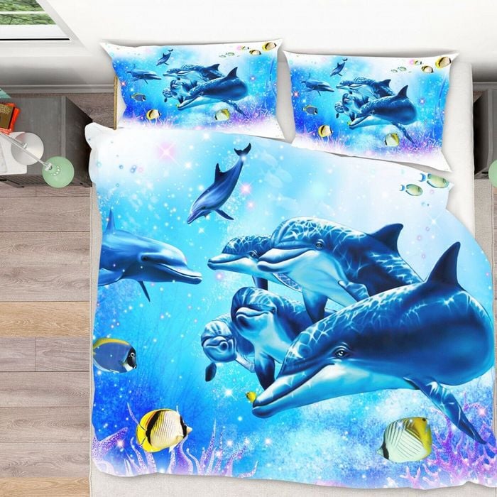 3D Cartoon Dolphin 304 Bed Pillowcases Quilt Queen Size