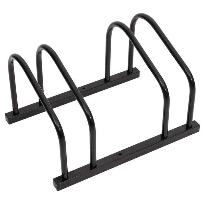vidaXL Bike Rack Floor Bicycle Storage Rack Stand for 2 Bikes Black Steel
