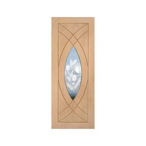 Woodcraft 2040 x 820 x 40mm Entrance Door Flower Glass TG SD45
