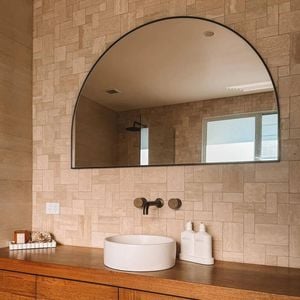 Future Glass Kira Arch Mirror - 800 x 1200mm - Antique Brass