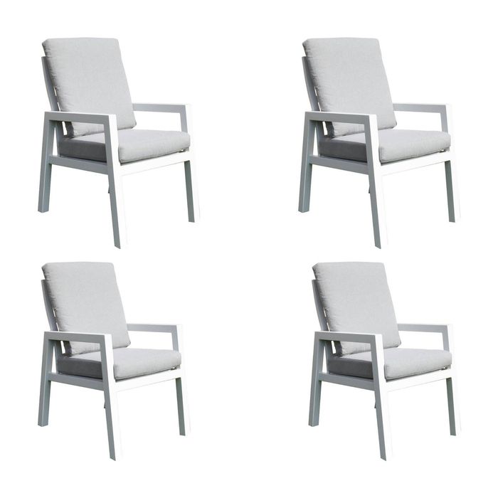Furano 4pc Set Aluminium Outdoor Dining Chair White