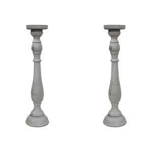 2x MDF/Metal Harper 47cm Pillar/Taper Stick Candle Holder Home Decor Display GRY