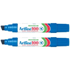 2x Artline 100 Jumbo Permanent Chisel Whiteboard Writing 7.5-12mm Marker Pen Bl