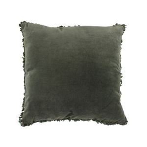 Maine & Crawford Maci 50x50cm Velvet Ruffle Edge Cushion - Deep Sage