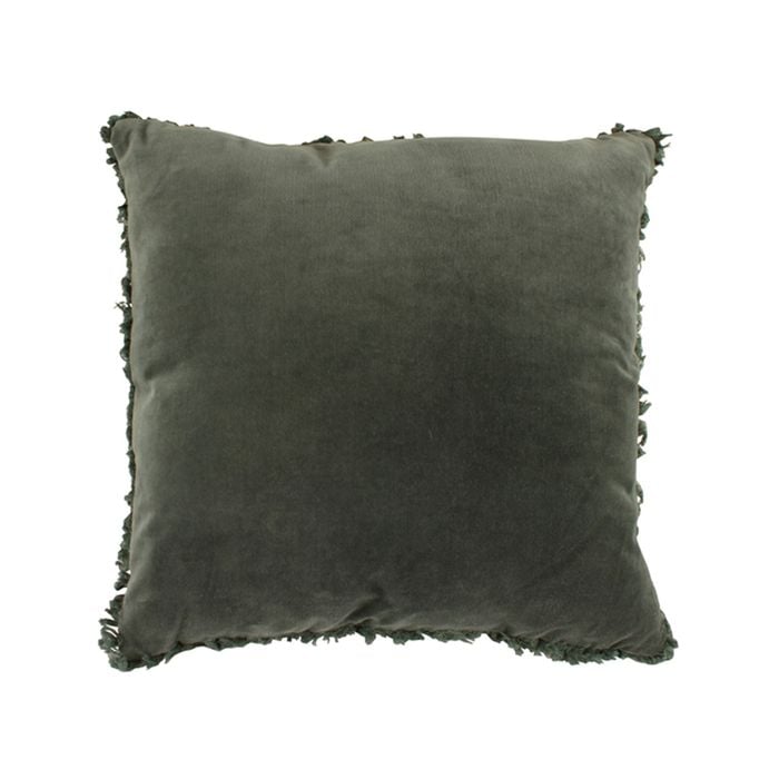 Maine & Crawford Maci 50x50cm Velvet Ruffle Edge Cushion - Deep Sage