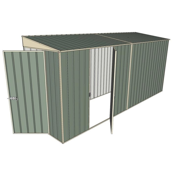 Build-A-Shed 1.2 x 4.5 x 2.0m Tunnel Shed Tunnel Hinged Door with 1 Hinged Side Door - Green