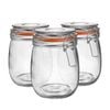 Argon Tableware Glass Storage Jars - 750ml/26.4oz - Set Of 6 - 4 Colour Seals Airtight Kitchen Storage Container Preserving Jar