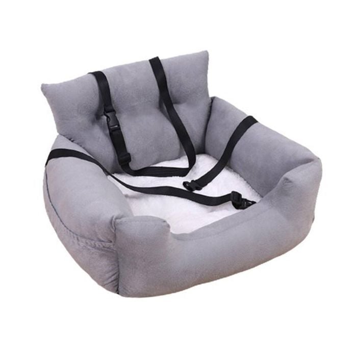 Furry Much Dog Car Booster Seat For Travel Washable - Light Grey