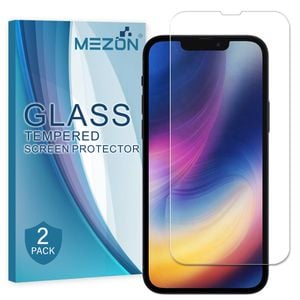 2 Pack MEZON iPhone 13 (6.1") Clear Tempered Glass Screen Protectors