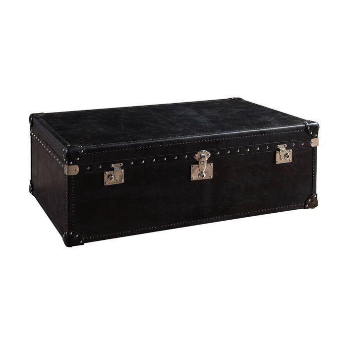 Cuba 122cm Leather Coffee Table With Storage Trunk Black