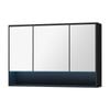 Welba 3 Doors Wall Cabinet Mirror Storage 1200x750mm LED Light Black Cupboard