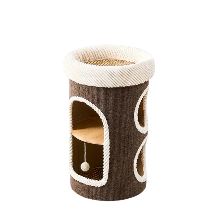 Marie Castle 3-Level Cat Tower & Bed - Brown