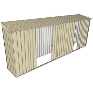 Build-a-Shed 0.8 x 5.2 x 2m Skillion Shed with Double and Single Sliding Side Doors - Cream